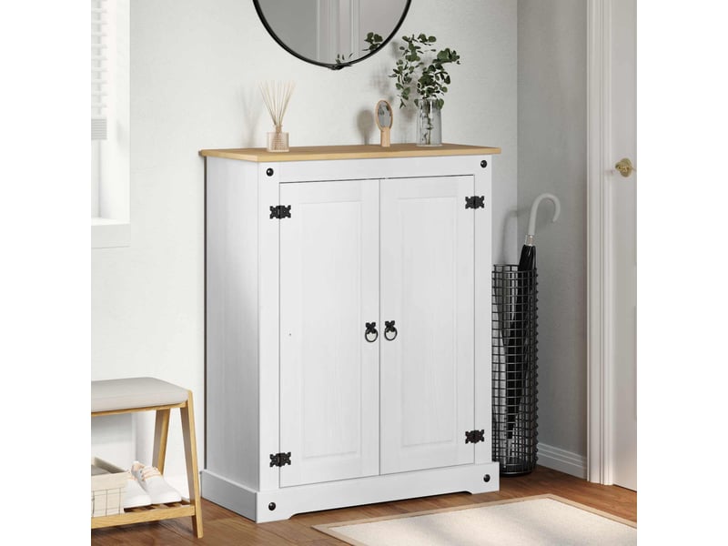 Meuble à chaussure, cabinet à chaussures blanc 86x38,5x108 cm pin massif - Conforama B