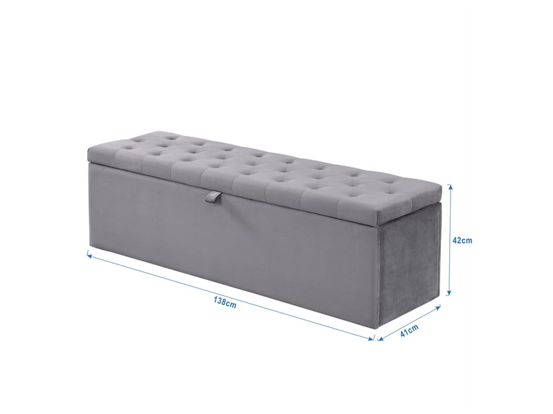  Banquette coffre modenvie en velours gris 138 x 41 x 42 cm  - Conforama C