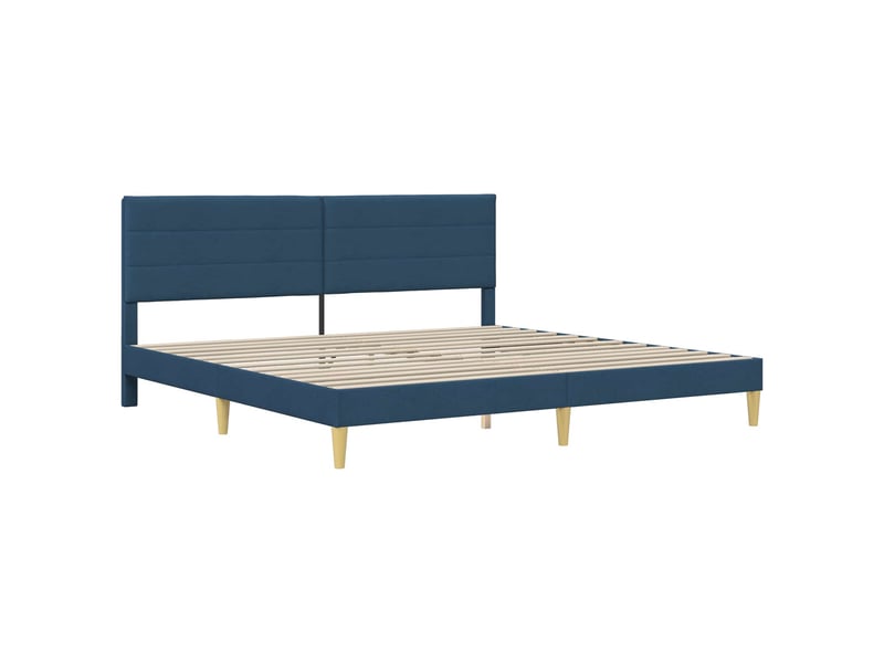  Lit double- lit adulte -  cadre de lit avec tête de lit bleu 200 x 200 cm tissu  - Conforama B