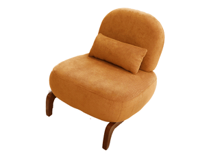 Fauteuil de lecture sans accoudoirs en tissu, pieds en bois massif