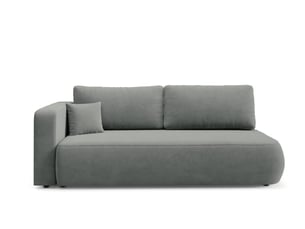 Canapé droit convertible 4 places Tissu gris avec coffre de rangement