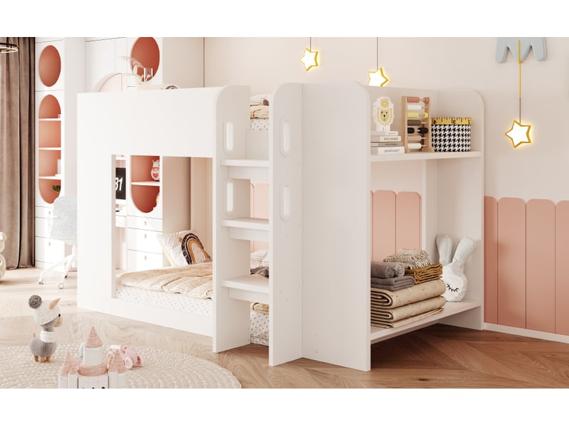  Lit jeune, 230x106,8x120 cm, rangement intégré, en panneau fibre moyenne densité, blanc cao-LDB00690AAK-conf-NEW - Conforama D