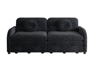 Canapé 2 places extensible 3-en-1 166 cm, fonction lit queen-size, chenille, noir