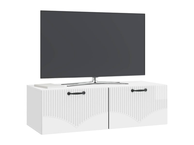  Meuble tv - banc tv - meuble de rangement mural montage mural blanc brillant 98 x 41 x 30 cm  - Conforama C