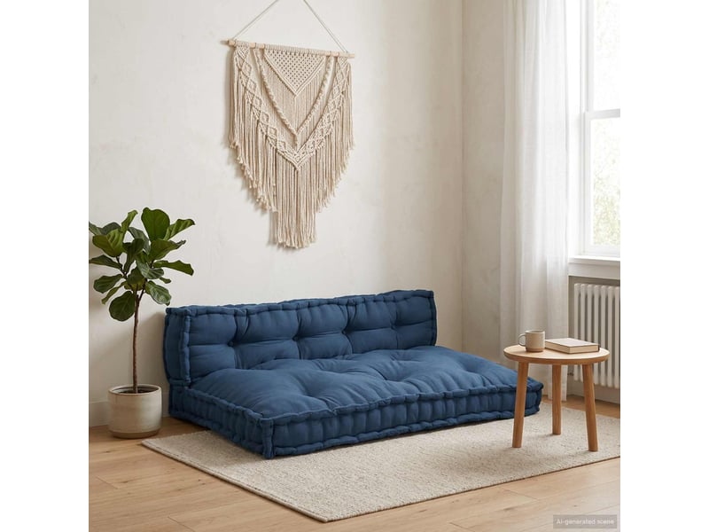  Coussin de canapé sur palette, coussin de chaise 2 pc tissu indigo cf54203  - Conforama B