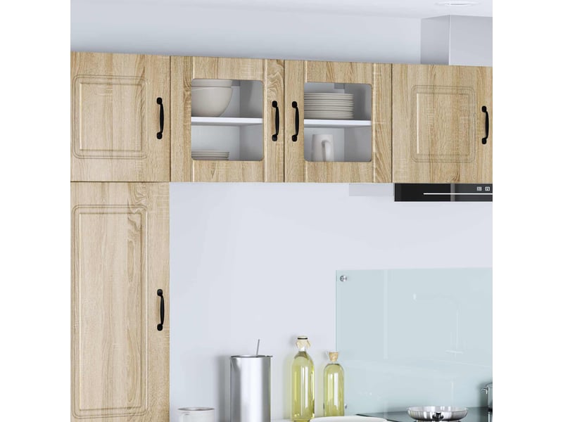  Meuble mural de cuisine, cabinet en verre mural 2 pcs chêne sonoma shl7017  - Conforama B