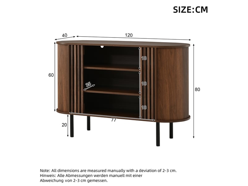 Buffet 120x40x80 cm rangement ouvert mdf noyer foncé - Conforama C