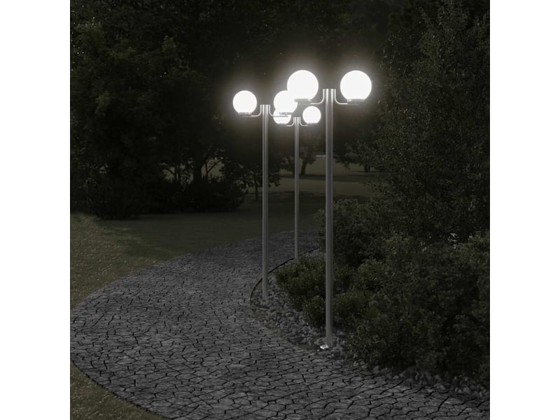  Lampadaires d'extérieur 3 pcs argenté 215 cm acier inoxydable argent 02_0042558  - Conforama C