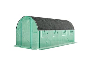 Serre tunnel 4,5 x 2 x 2 m avec bâche pe 140 gm², parois latérales enroulables, 8 fenêtres et 2 portes, couleur verte