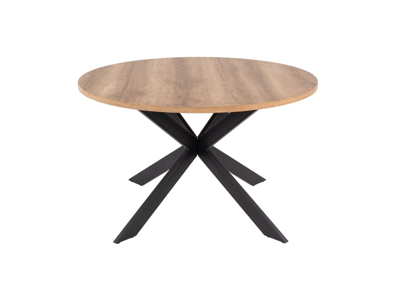  Ensemble table ronde naturel + 4 chaises en velours moutarde - dialo  - Conforama D