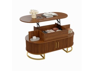 Table basse ovale coloris bois foncé EVRYAE - 50 cmx100 cm