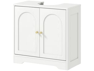 Meuble sous lavabo 2 portes étagère réglable blanc 60 x 30 x 65 cm