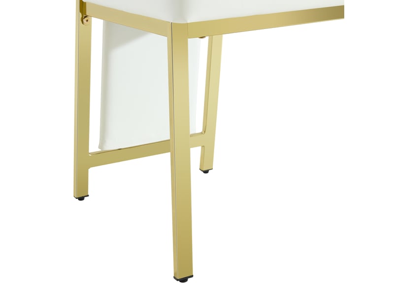  Lot de 4 chaises de salle à manger 109 cm, métal doré, chaise cuisine, dossier incurvé, assise confort, moderne, pu blanc  - Conforama D