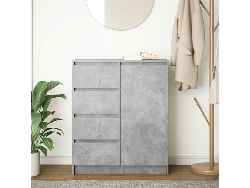  Buffet - bahut - meuble de rangement avec tiroirs gris béton 71x35x84 cm bois d'ingénierie  - Conforama C