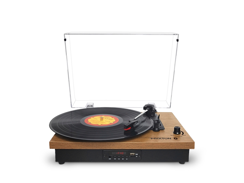Tourne-Disque Vinyle Bluetooth FYDEE – Rétro Avec Haut-Parleurs Stéréo Intégrés, 33/45/78 Tours, Sortie RCA, Cellule Remplaçable – Noyer Rouge