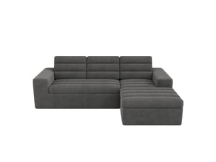 Canapé d'angle modulable 4 places en velours côtelé gris foncé
