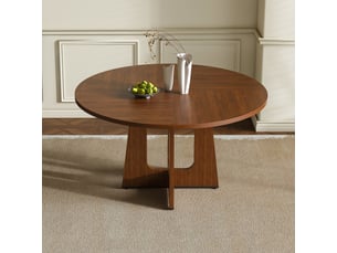 Table à manger ronde modulable ø120x76 cm pour 4 personnes, style mid-century, finition noyer pour cuisine salon, mdf, noyer