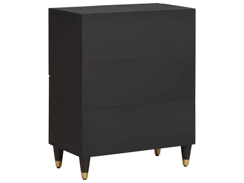  Buffet - bahut - meuble de rangement avec étagère noir 60 x 33 x 75 cm bois de mangue massif  - Conforama E