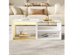 Table basse rectangulaire coloris blanc MODENUIT - 50 cmx100 cm