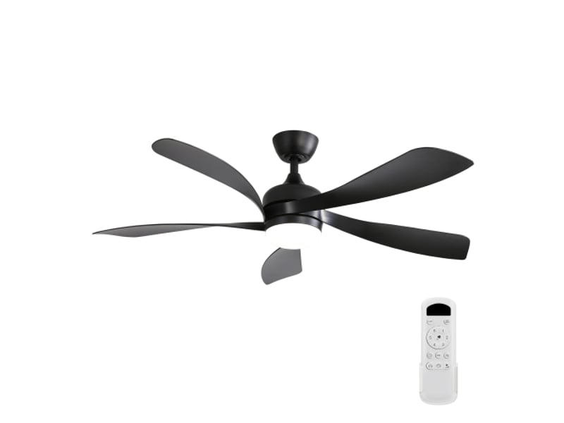  Ventilateur plafond 132cm - led 3 couleurs - moteur dc - 6 vitesses - minuterie - noir  - Conforama A
