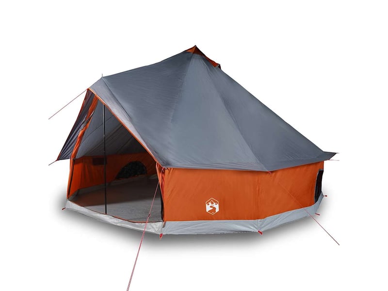 Tente de camping, tente familiale tipi 10 personnes gris et orange imperméable - Conforama D