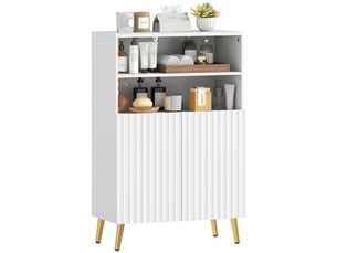 Meuble de salle de bain 2 portes à fermeture douce en mdf blanc 60 x 31,8 x 93 cm