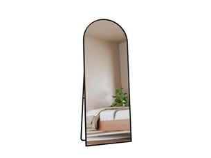 Miroir sur pied - 162 x 53 cm - noir - miroir plein pied arqué en verre trempé, cadre en alliage d'aluminium, design moderne