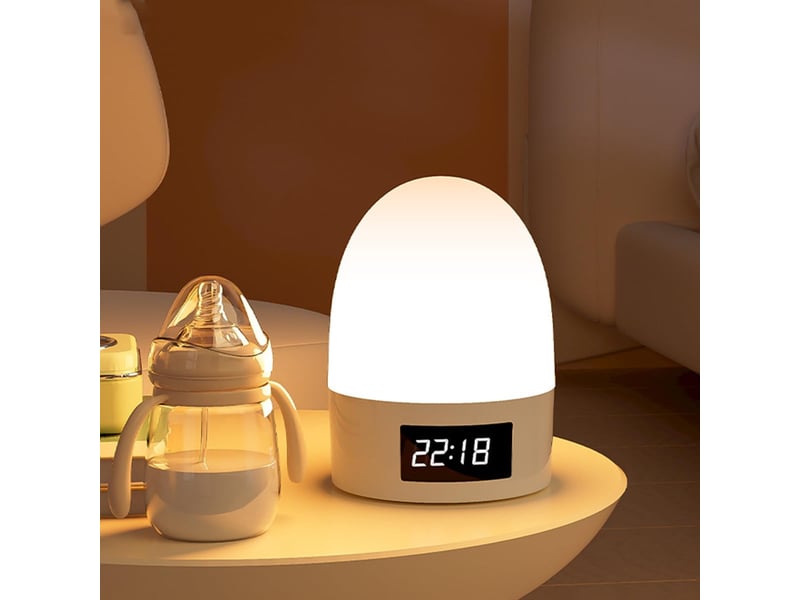  Lampe de chevet rechargeable avec horloge – tactile, variateur, 3 températures de couleur, anti-éblouissement  - Conforama D