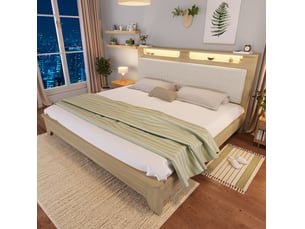 Lit avec rangement 160x200 cm <strong>HAUSS SPOLE</strong> <strong></strong> coloris beige