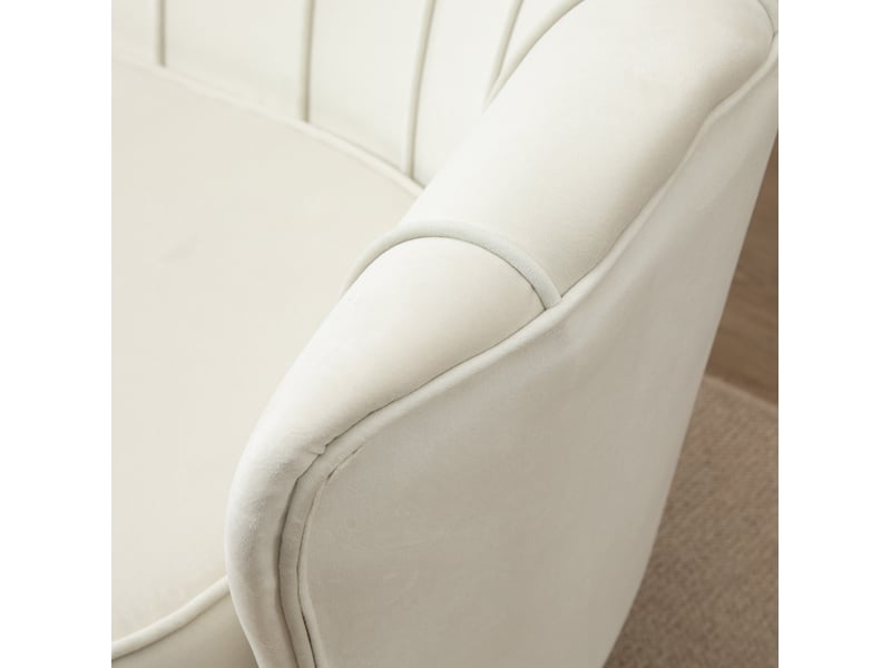  Canapé 2 places 130 x 77 x 77 cm crème, revêtement aspect velours et structure en acier galvanisé vintage  - Conforama E