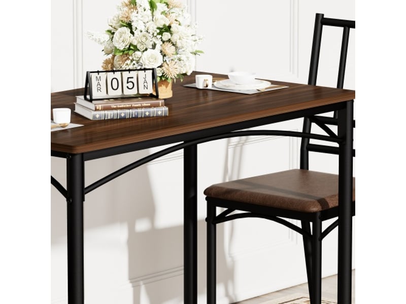  Ensemble table à manger et bar - 4 chaises - table industrielle en bois de noyer, 110 cm x 60 cm x 76,5 cm  - Conforama D