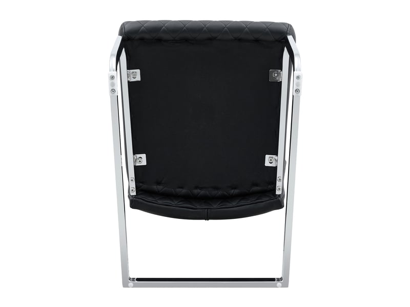  Chaises de salle à manger 2 pièces, motif losange noir, dossier haut + assise rembourrée, cadre métal argenté, antidérapant et résistant, idéal pour restaurant  - Conforama D