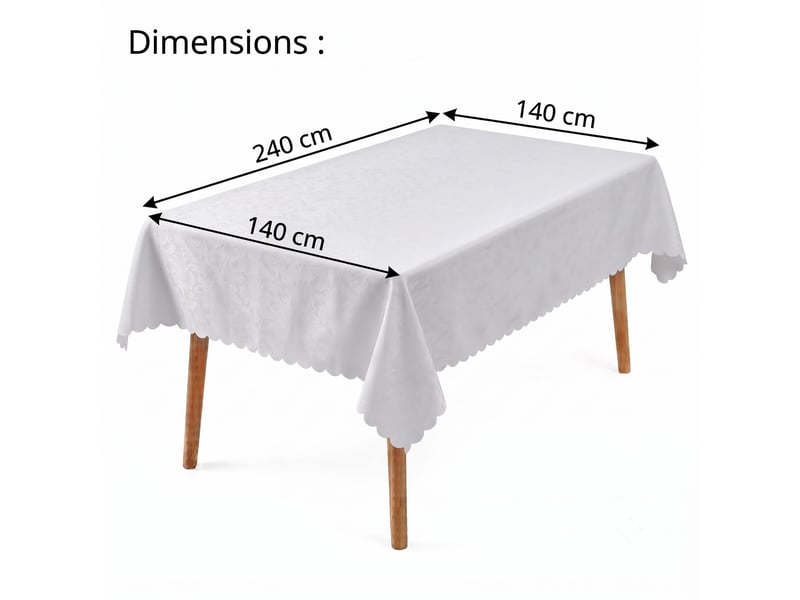  Nappe de table - 140x240 cm - nappe imperméable effet lotus et anti-taches - blanc  - Conforama E