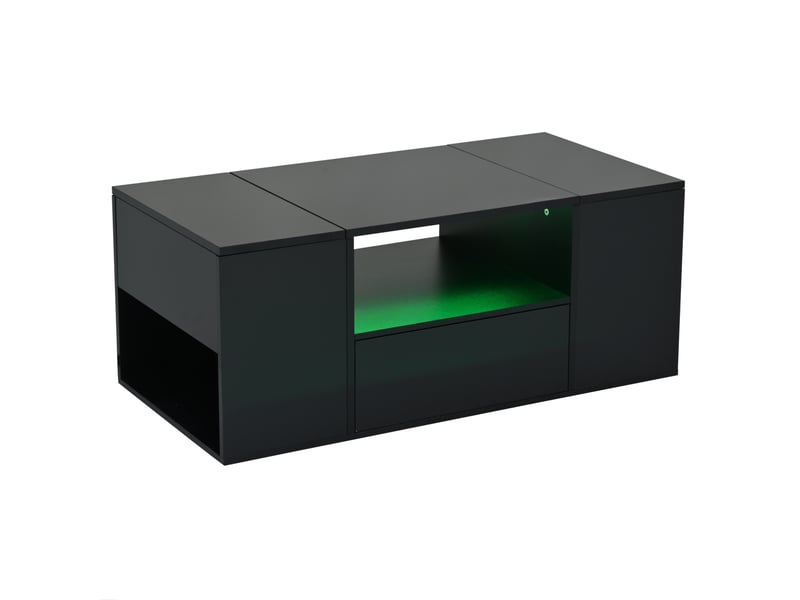  Table basse 100x50x40 cm avec éclairage led panneau de particules noir  - Conforama B