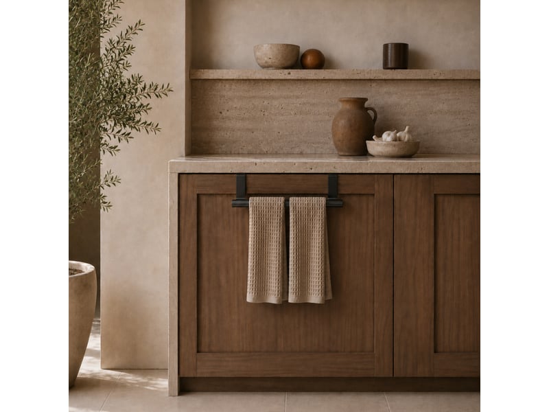  Porte serviette, torchon, crochet à suspendre cuisine ou salle de bain - acier inoxydable - 36 cm - noir  - Conforama D