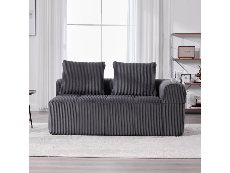 Canapé deux places confortable en velours côtelé – aucun assemblage requis, coussins de dossier moelleux - Conforama C
