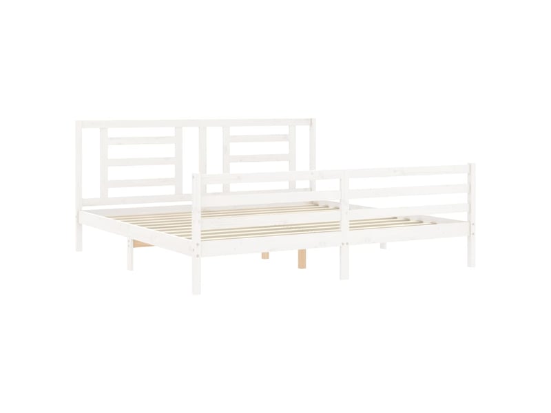  Lit double- lit adulte -  cadre de lit sans matelas blanc 200x200 cm bois massif  - Conforama D