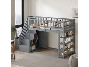 Lit mezzanine 90x200 cm <strong></strong> <strong></strong> coloris gris