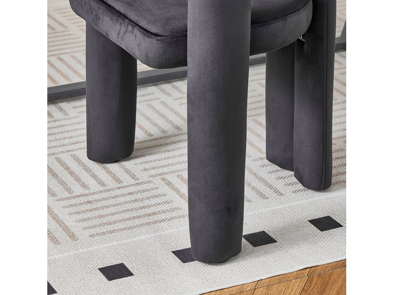  Lot de 2 chaises de salle à manger en velours noir avec accoudoirs, design moderne et confort rembourré  - Conforama D