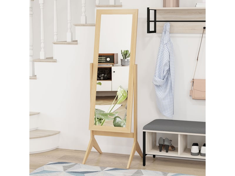  Miroir en pied grand miroir de sol inclinaison réglable pour dressing chambre 47 x 46 x 148 cm en chêne  - Conforama C