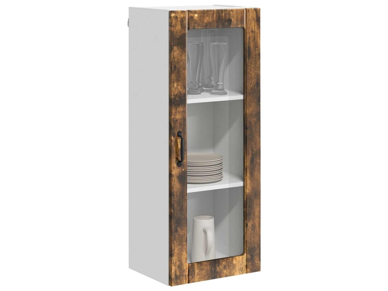  Meuble mural de cuisine, cabinet en verre mural chêne fumé 40x31x100cm shl8672  - Conforama C