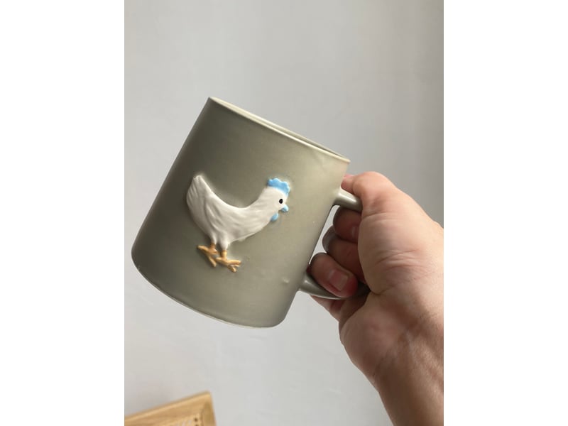  Mug en céramique, motif coq gris  - Conforama E