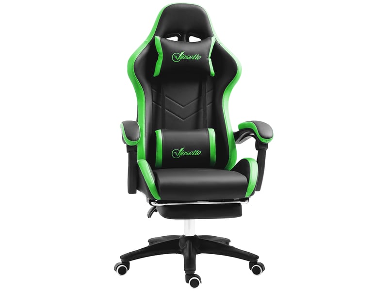 Chaise gaming avec repose-pieds réglable en hauteur, dossier inclinable 135°, noir et vert  - Conforama B