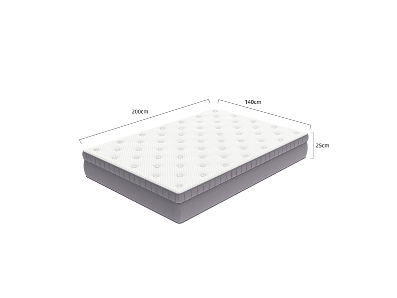  Matelas 140x200 cm - épaisseur 25 cm, indice h3, 7 zones, pourtour renforcé, ressorts ensachés et mousse de confort, certifié oeko-tex, blanc cassé Luxe haut de gamme - Conforama C