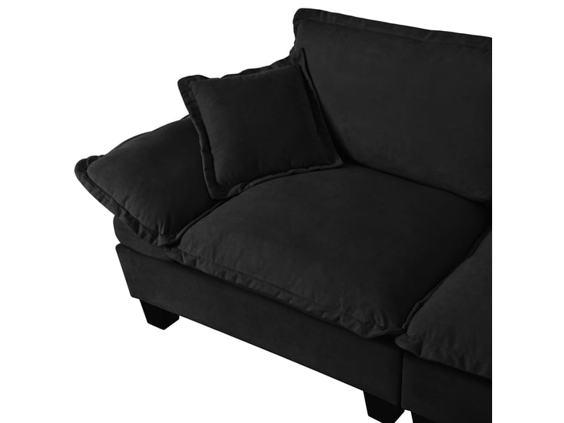 Canapé d’angle modulaire 224 x 151 x 90 cm, porte-gobelets, espaces de rangement, usb, chenille noire - Conforama D