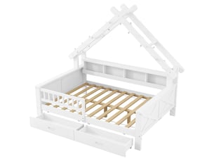 Lit cabane 140x200 cm <strong>SAPGAKS</strong> <strong></strong> coloris blanc