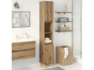 Armoire de salle de bain, meuble de rangement chêne artisanal 30x30x190 cm