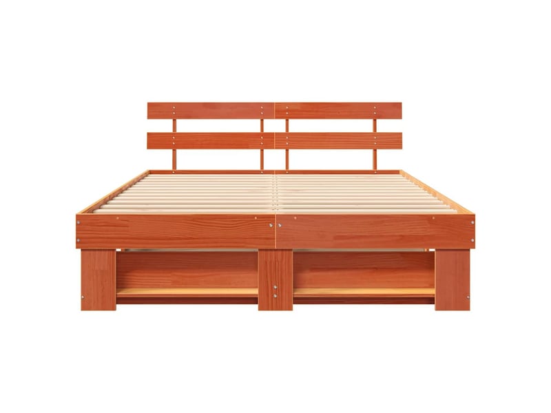Lit double- lit adulte - cadre de lit avec tête de lit brun 160 x 200 cm pin massif - Conforama D