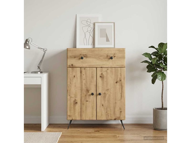  Buffet - bahut - meuble de rangement chêne artisanal 66 x 34,5 x 90 cm bois d'ingénierie  - Conforama B