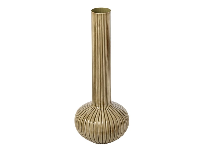  Vase bulbe en métal jarl 61cm vert olive  - Conforama A
